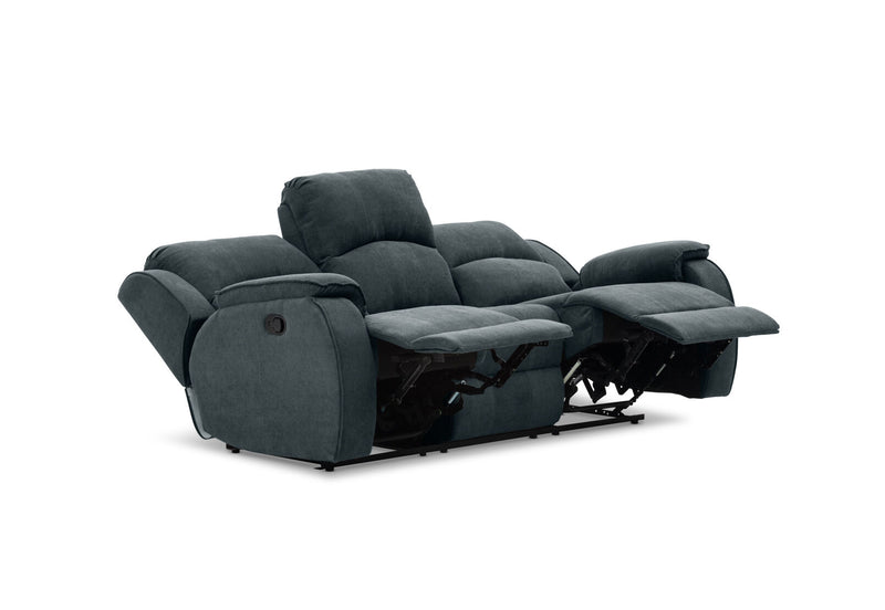 KAYDEN FABRIC 3 SEATER WITH RECLINERS DARK GREY
