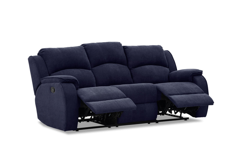KAYDEN FABRIC 3 SEATER WITH RECLINERS NAVY