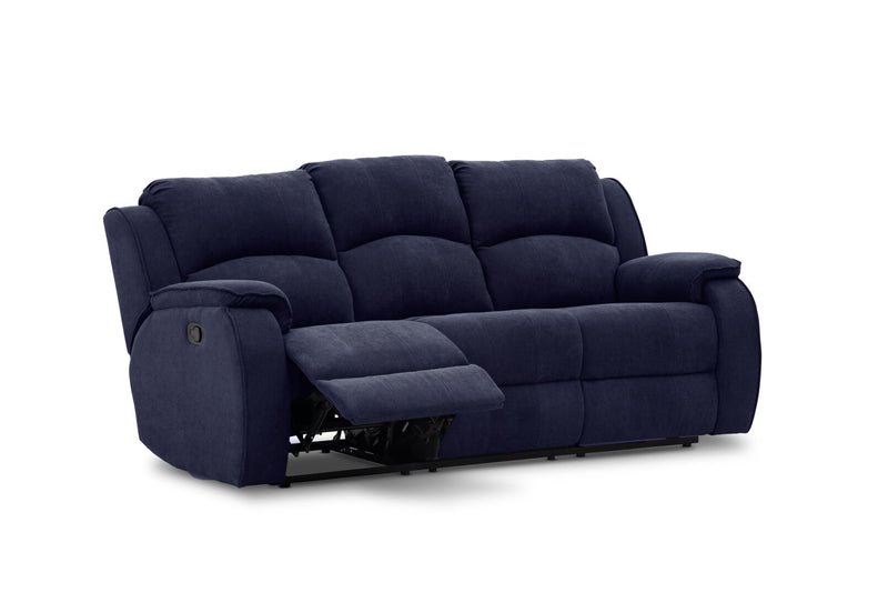 KAYDEN FABRIC 3 SEATER WITH RECLINERS NAVY