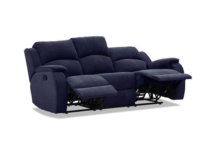 KAYDEN FABRIC 3 SEATER WITH RECLINERS NAVY