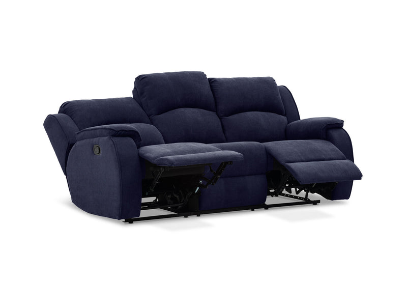 KAYDEN FABRIC 3 SEATER WITH RECLINERS NAVY