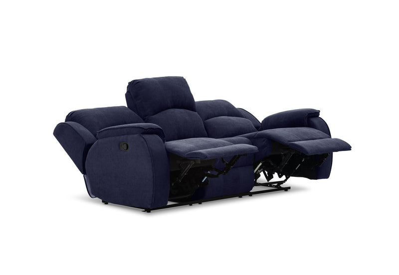 KAYDEN FABRIC 3 SEATER WITH RECLINERS NAVY