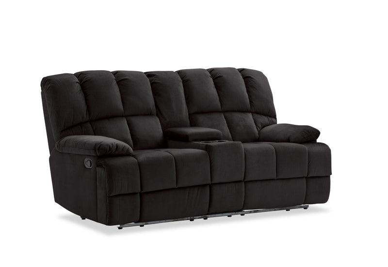 LEBRON FABRIC 2 SEATER WITH RECLINERS AND CONSOLE CHARCOAL