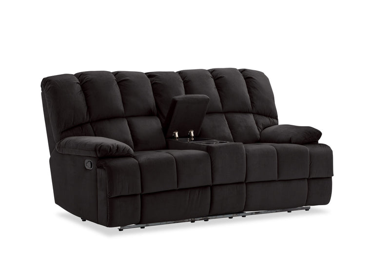 LEBRON FABRIC 2 SEATER WITH RECLINERS AND CONSOLE CHARCOAL
