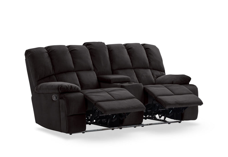 LEBRON FABRIC 2 SEATER WITH RECLINERS AND CONSOLE CHARCOAL