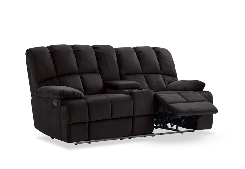 LEBRON FABRIC 2 SEATER WITH RECLINERS AND CONSOLE CHARCOAL