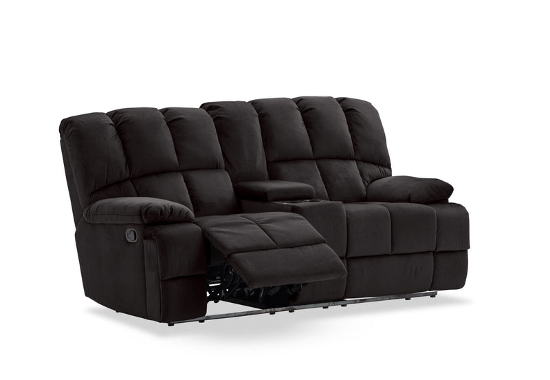 LEBRON FABRIC 2 SEATER WITH RECLINERS AND CONSOLE CHARCOAL