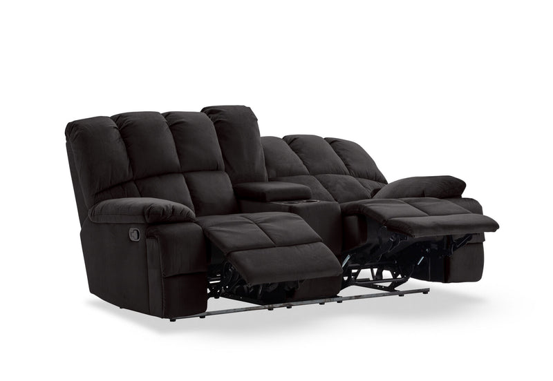 LEBRON FABRIC 2 SEATER WITH RECLINERS AND CONSOLE CHARCOAL