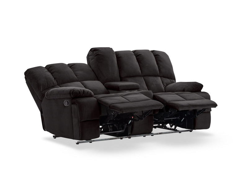 LEBRON FABRIC 2 SEATER WITH RECLINERS AND CONSOLE CHARCOAL