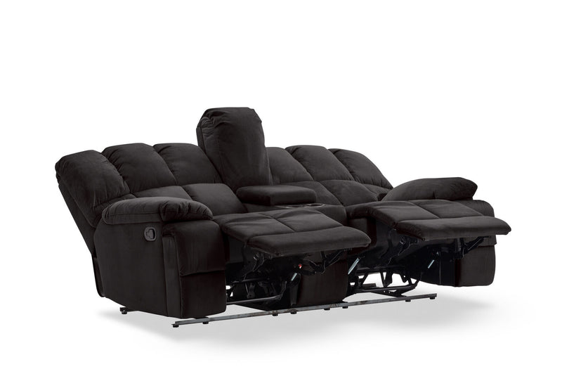 LEBRON FABRIC 2 SEATER WITH RECLINERS AND CONSOLE CHARCOAL