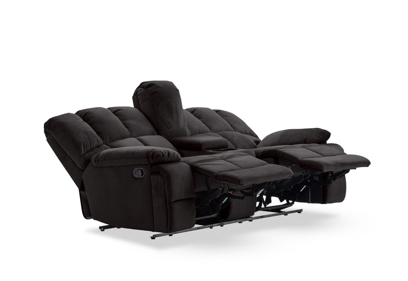 LEBRON FABRIC 2 SEATER WITH RECLINERS AND CONSOLE CHARCOAL