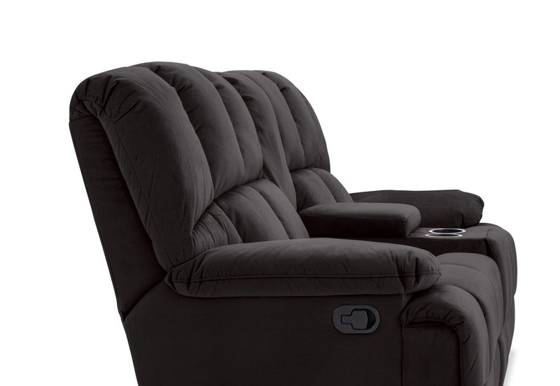 LEBRON FABRIC 2 SEATER WITH RECLINERS AND CONSOLE CHARCOAL