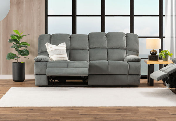 LEBRON FABRIC 3 SEATER WITH 2 INBUILT RECLINERS DARK GREY