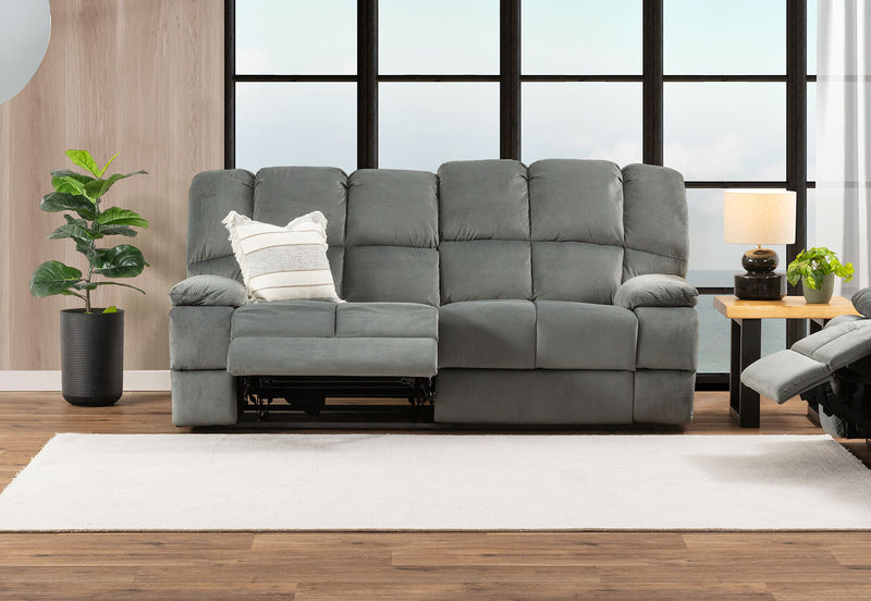 LEBRON FABRIC 3 SEATER WITH 2 INBUILT RECLINERS DARK GREY