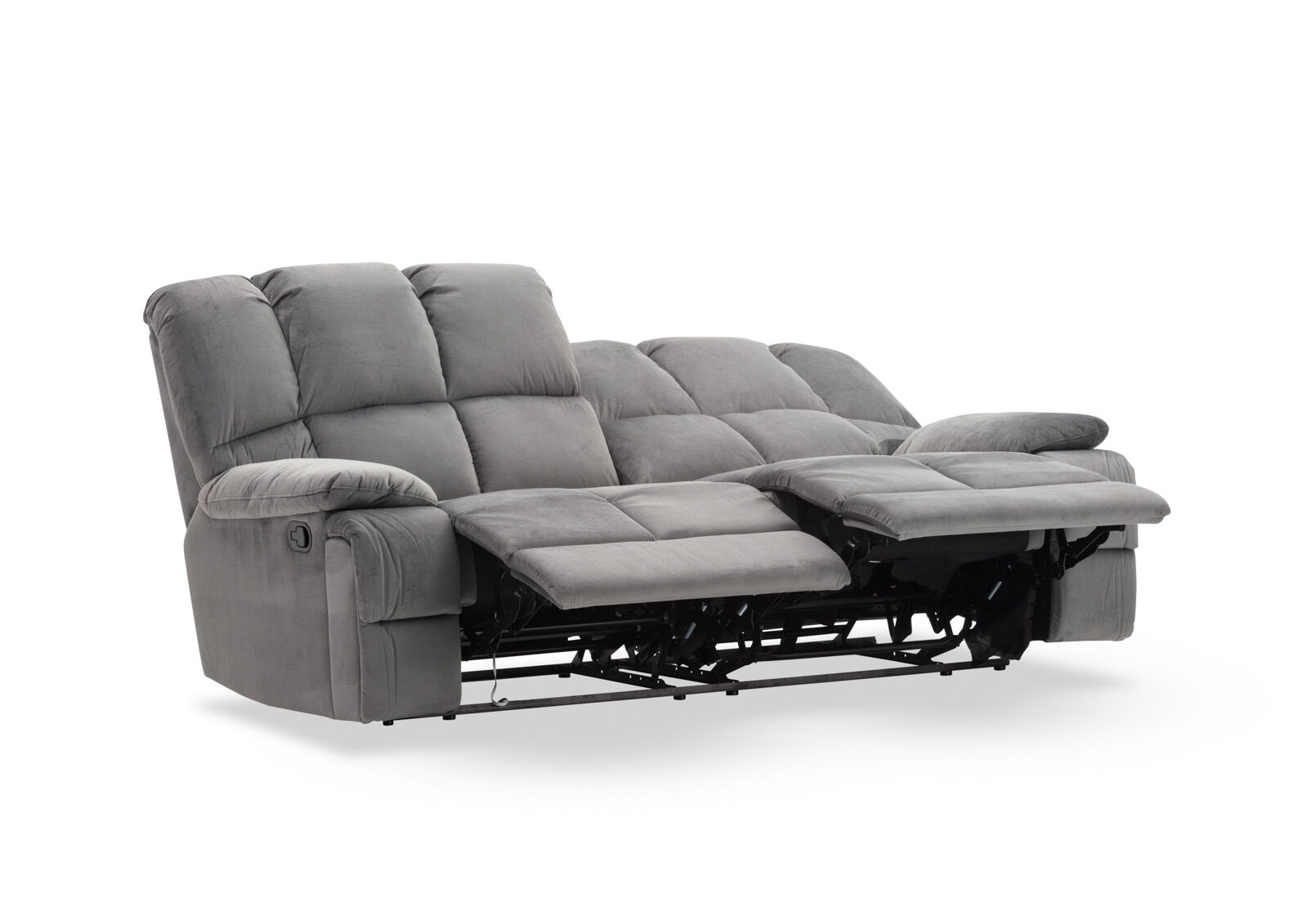 LEBRON FABRIC 3 SEATER WITH 2 INBUILT RECLINERS DARK GREY