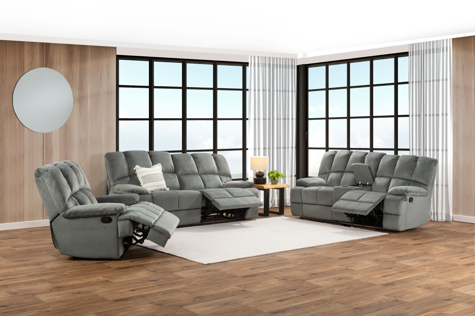 LEBRON FABRIC RECLINER DARK GREY