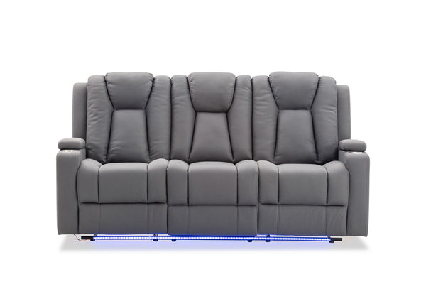 TRAVIS FABRIC 3 SEATER WITH RECLINERS STEEL