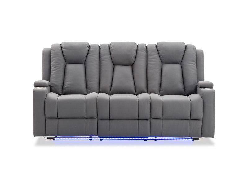 TRAVIS FABRIC 3 SEATER WITH RECLINERS STEEL