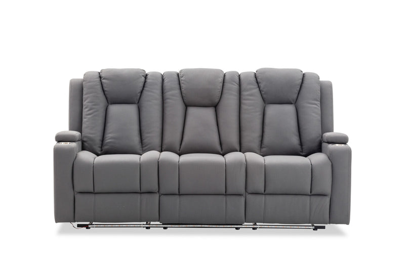 TRAVIS FABRIC 3 SEATER WITH RECLINERS STEEL