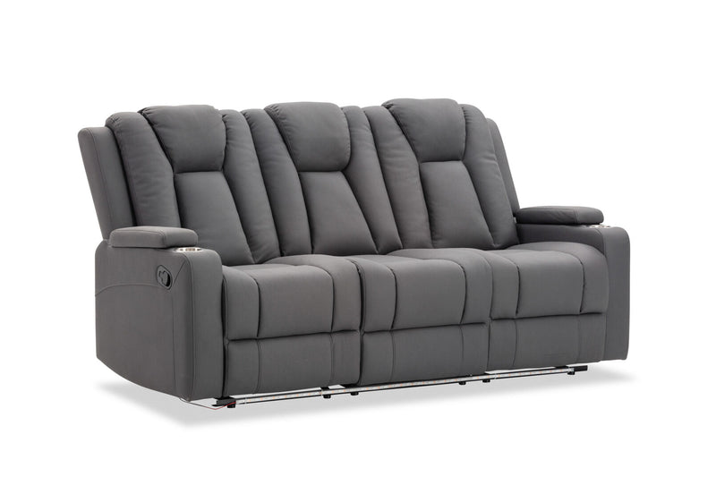 TRAVIS FABRIC 3 SEATER WITH RECLINERS STEEL