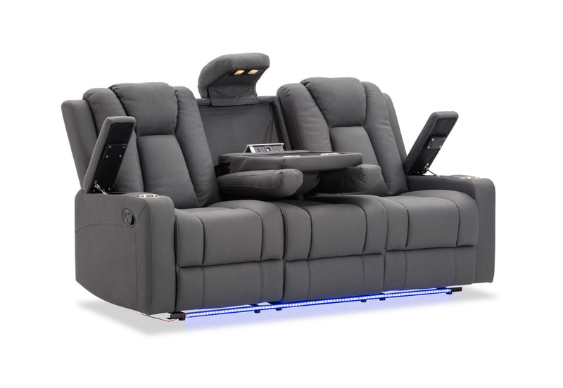 TRAVIS FABRIC 3 SEATER WITH RECLINERS STEEL