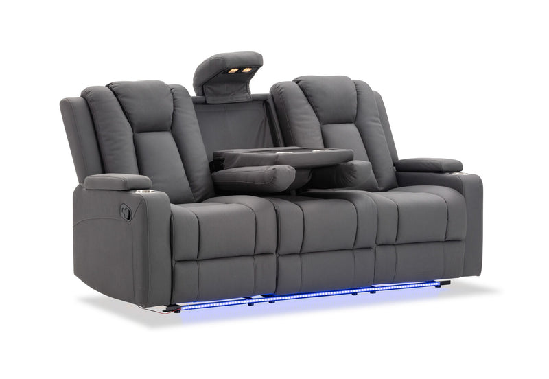 TRAVIS FABRIC 3 SEATER WITH RECLINERS STEEL