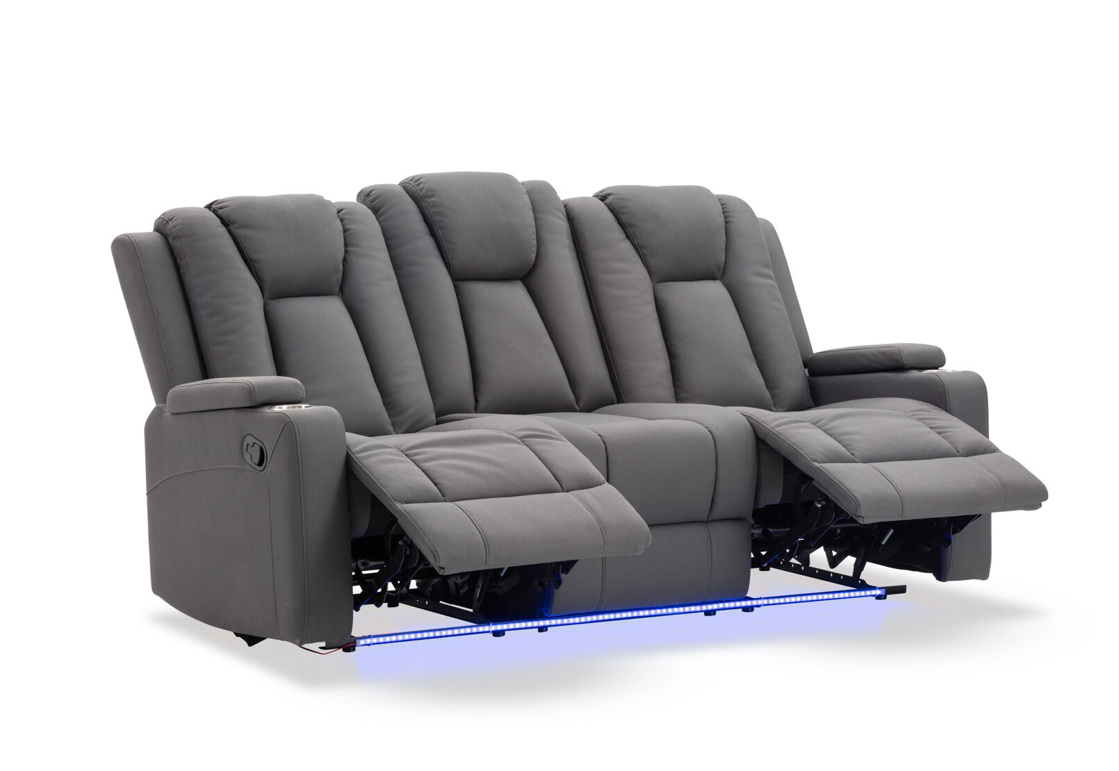 TRAVIS FABRIC 3 SEATER WITH RECLINERS STEEL