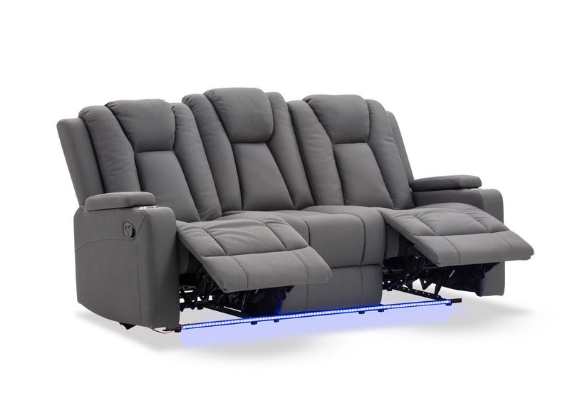 TRAVIS FABRIC 3 SEATER WITH RECLINERS STEEL