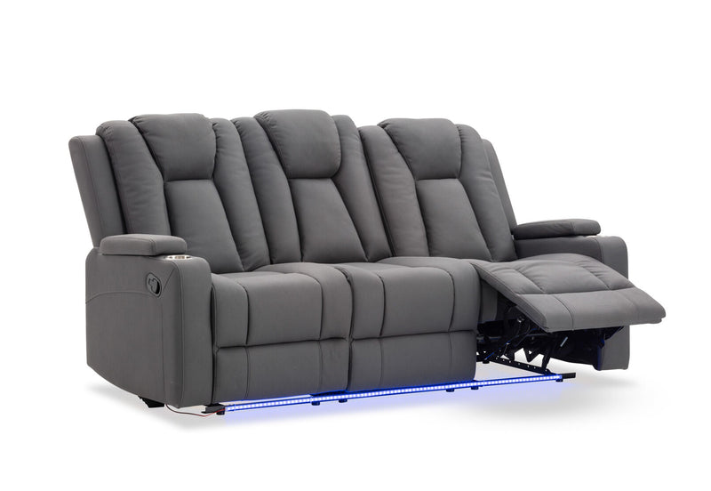 TRAVIS FABRIC 3 SEATER WITH RECLINERS STEEL