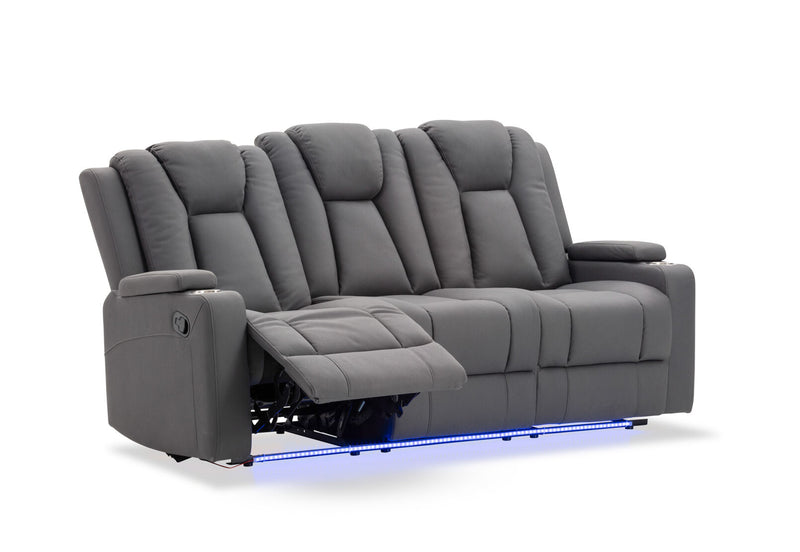 TRAVIS FABRIC 3 SEATER WITH RECLINERS STEEL