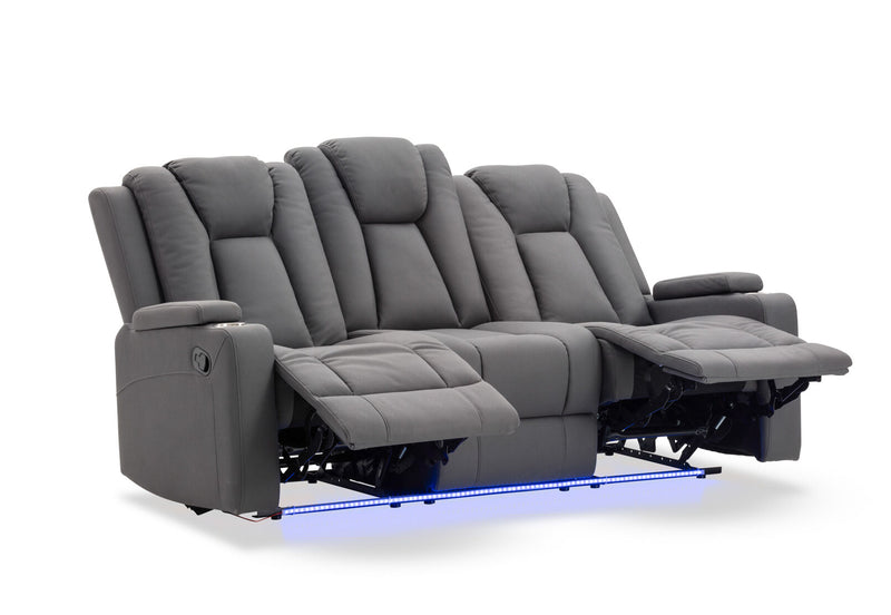 TRAVIS FABRIC 3 SEATER WITH RECLINERS STEEL