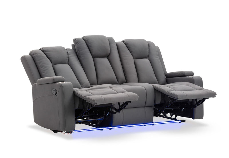 TRAVIS FABRIC 3 SEATER WITH RECLINERS STEEL