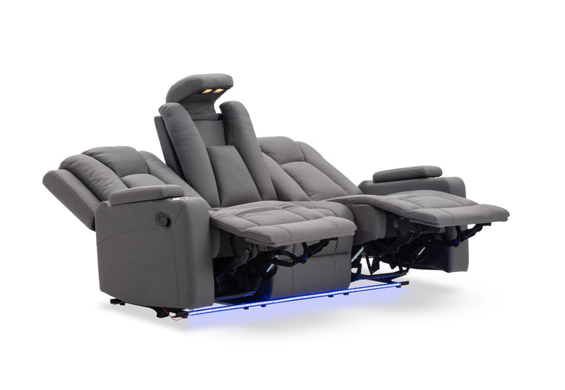 TRAVIS FABRIC 3 SEATER WITH RECLINERS STEEL