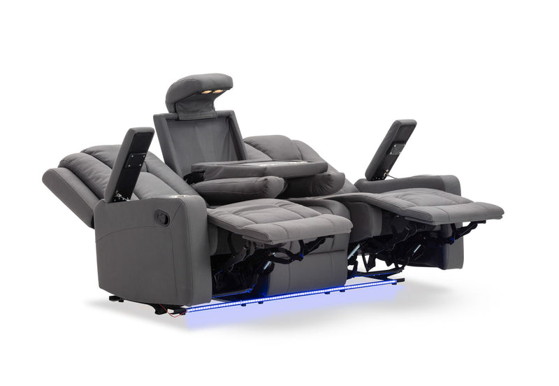 TRAVIS FABRIC 3 SEATER WITH RECLINERS STEEL