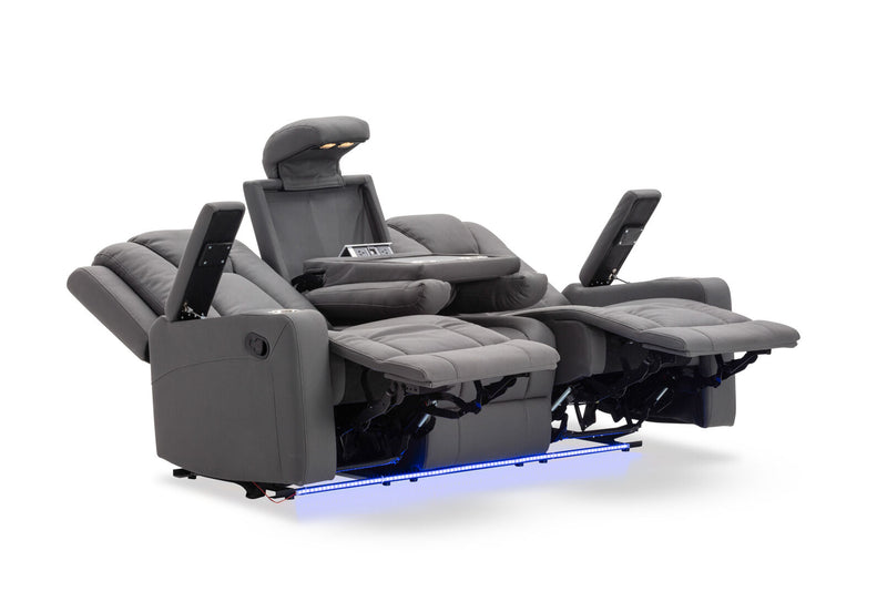 TRAVIS FABRIC 3 SEATER WITH RECLINERS STEEL