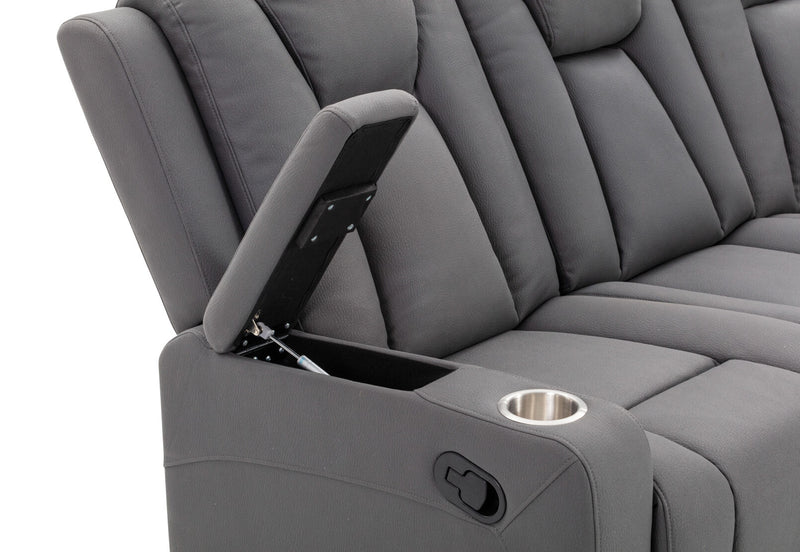 TRAVIS FABRIC 3 SEATER WITH RECLINERS STEEL