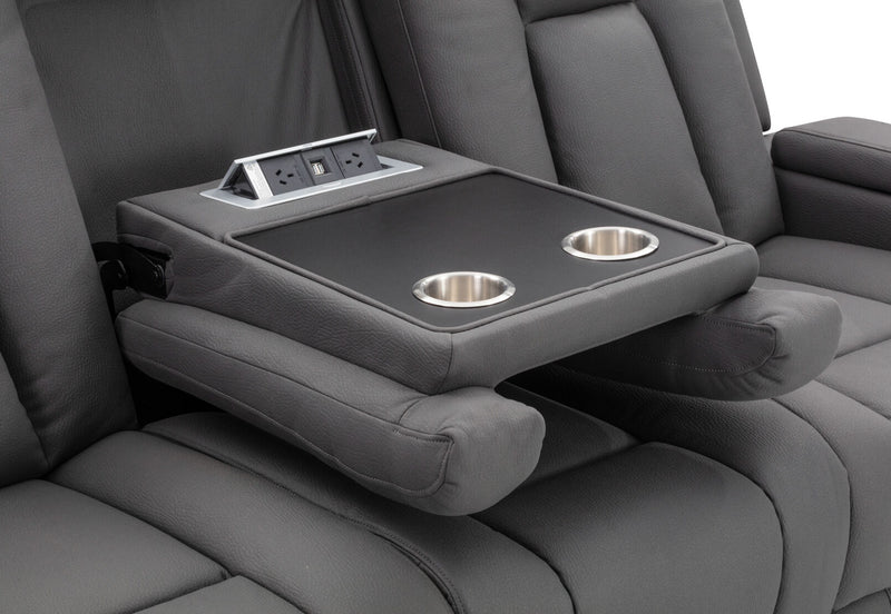 TRAVIS FABRIC 3 SEATER WITH RECLINERS STEEL