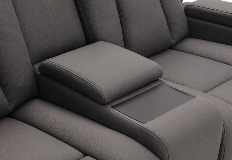 TRAVIS FABRIC 2 SEATER WITH RECLINERS AND CONSOLE STEEL