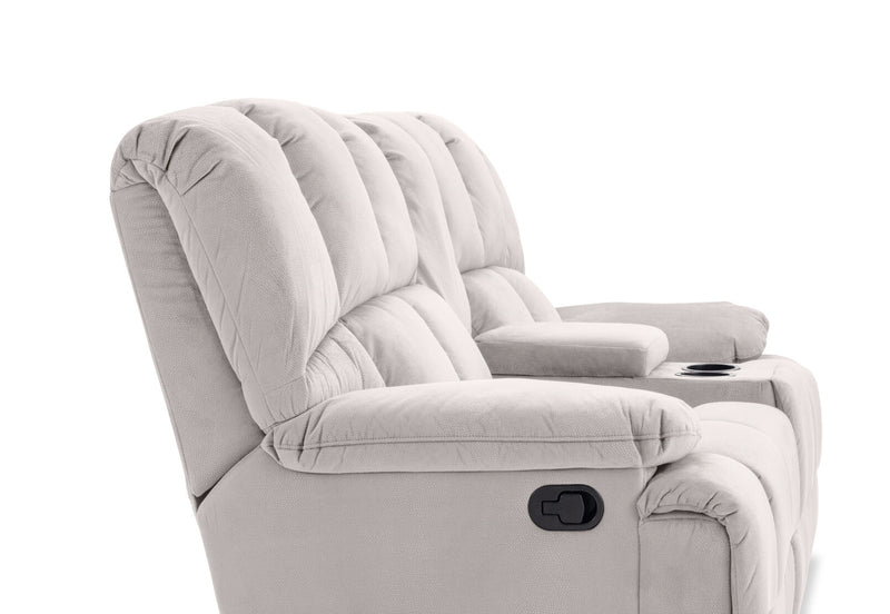 LEBRON FABRIC 2 SEATER WITH RECLINERS AND CONSOLE LIGHT GREY