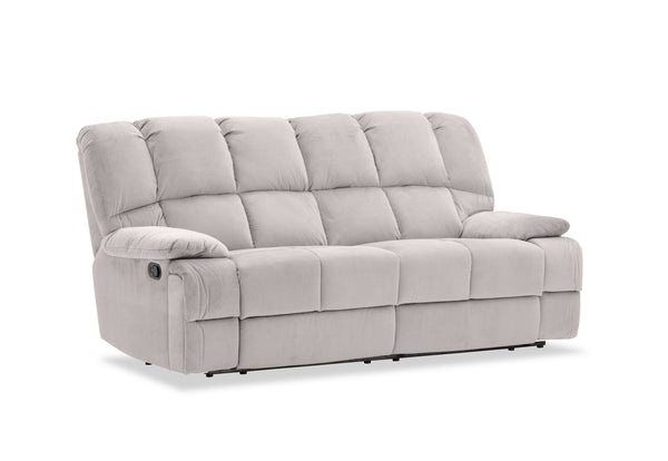 LEBRON FABRIC 3 SEATER WITH 2 INBUILT RECLINERS LIGHT GREY