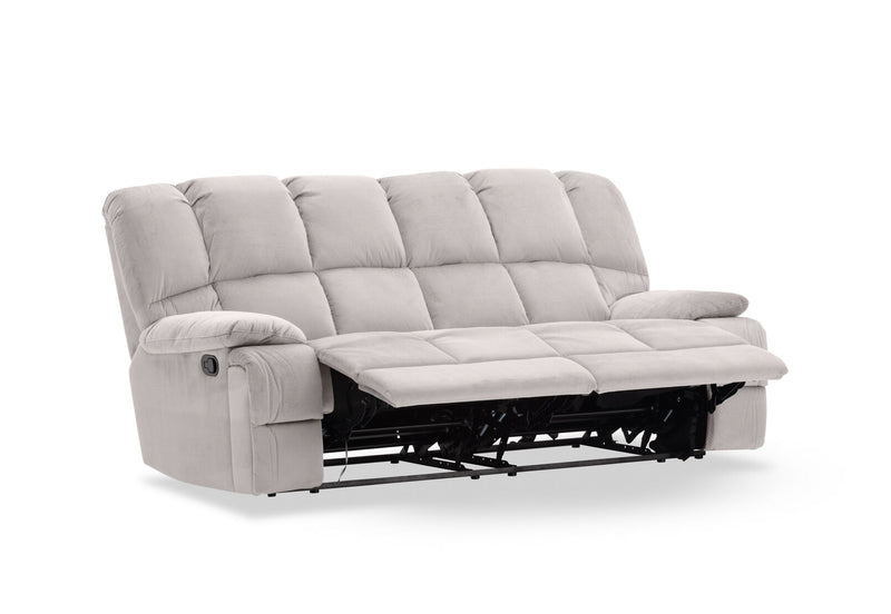 LEBRON FABRIC 3 SEATER WITH 2 INBUILT RECLINERS LIGHT GREY