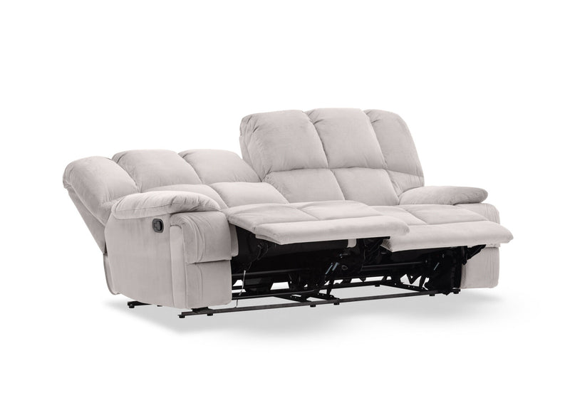 LEBRON FABRIC 3 SEATER WITH 2 INBUILT RECLINERS LIGHT GREY