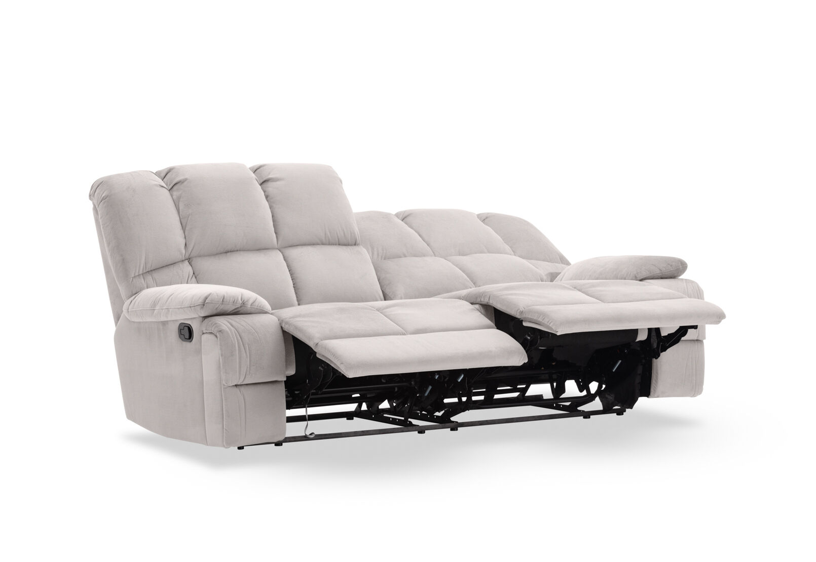 LEBRON FABRIC 3 SEATER WITH 2 INBUILT RECLINERS LIGHT GREY