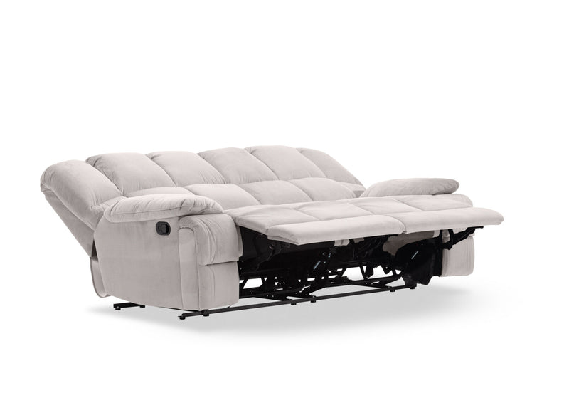 LEBRON FABRIC 3 SEATER WITH 2 INBUILT RECLINERS LIGHT GREY