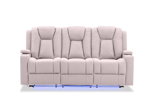 TRAVIS FABRIC 3 SEATER WITH RECLINERS LIGHT GREY