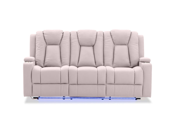 TRAVIS FABRIC 3 SEATER WITH RECLINERS LIGHT GREY