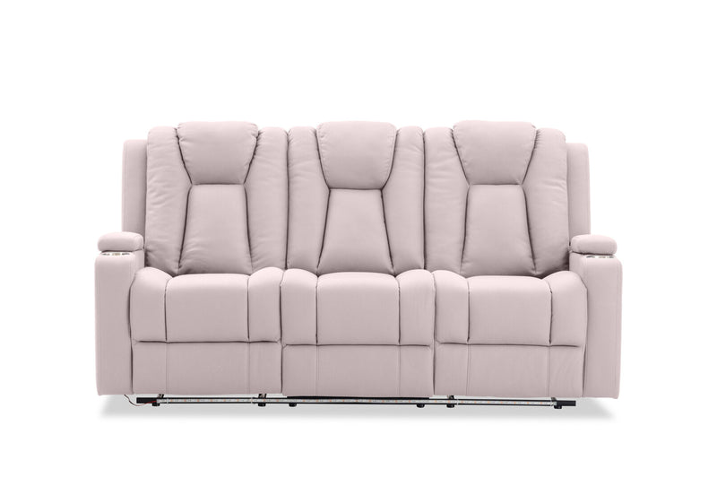 TRAVIS FABRIC 3 SEATER WITH RECLINERS LIGHT GREY
