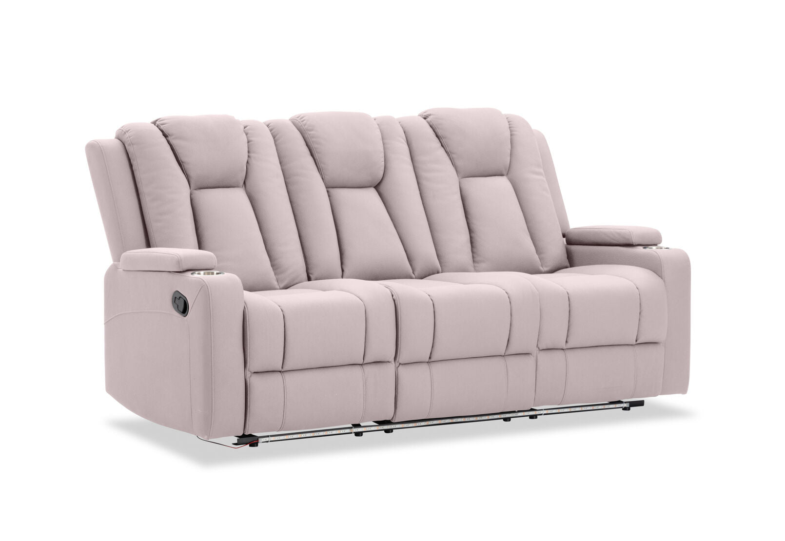 TRAVIS FABRIC 3 SEATER WITH RECLINERS LIGHT GREY