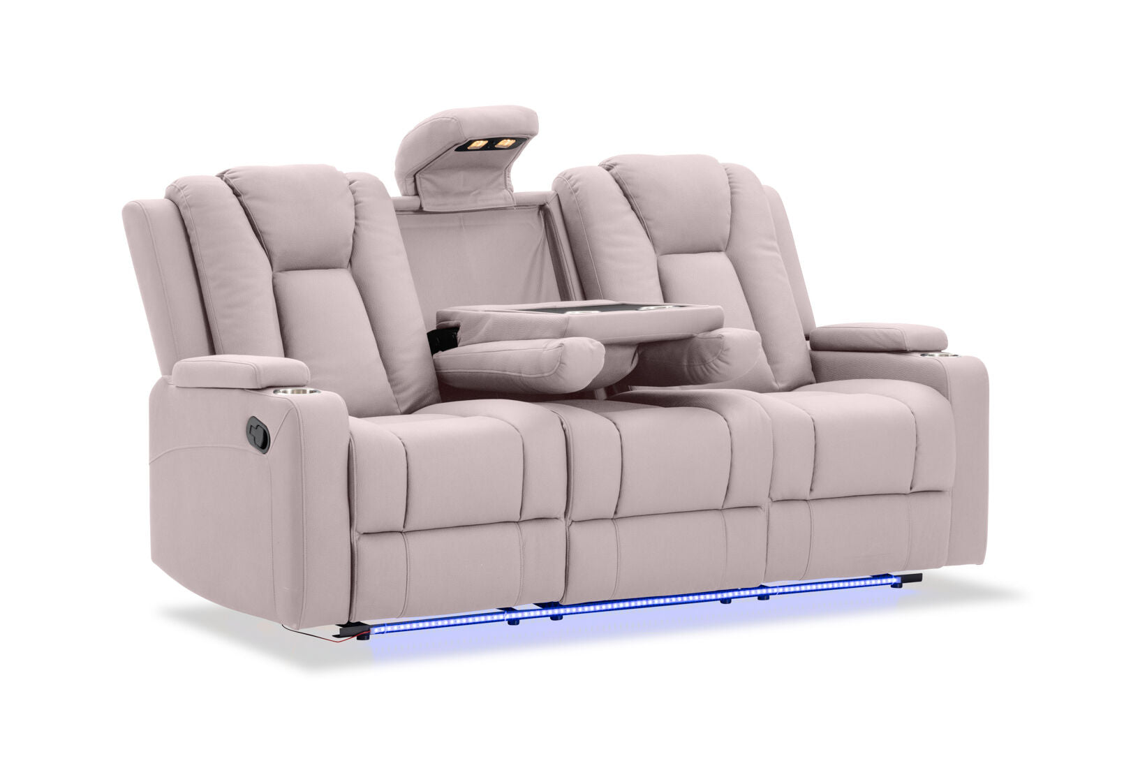 TRAVIS FABRIC 3 SEATER WITH RECLINERS LIGHT GREY