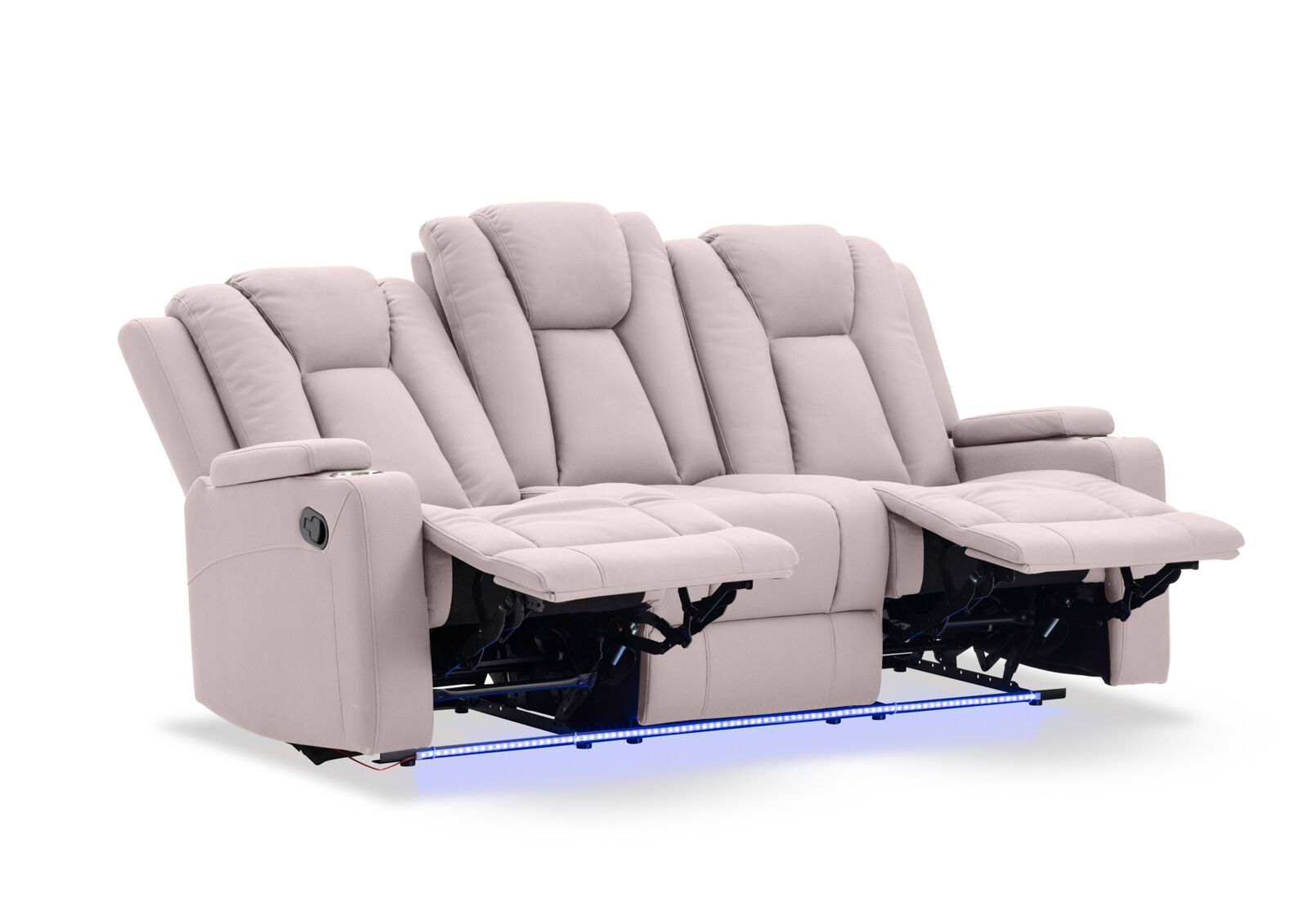 TRAVIS FABRIC 3 SEATER WITH RECLINERS LIGHT GREY